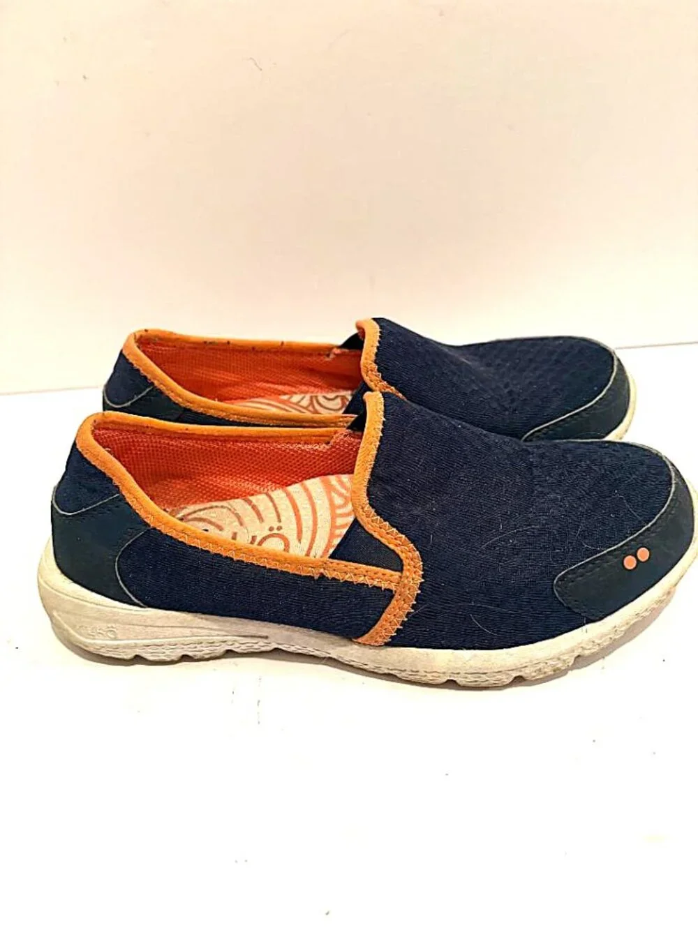 Women's Ryka Harlow Navy Blue & Salmon Slip on Comfort Sneaker Shoes size 7